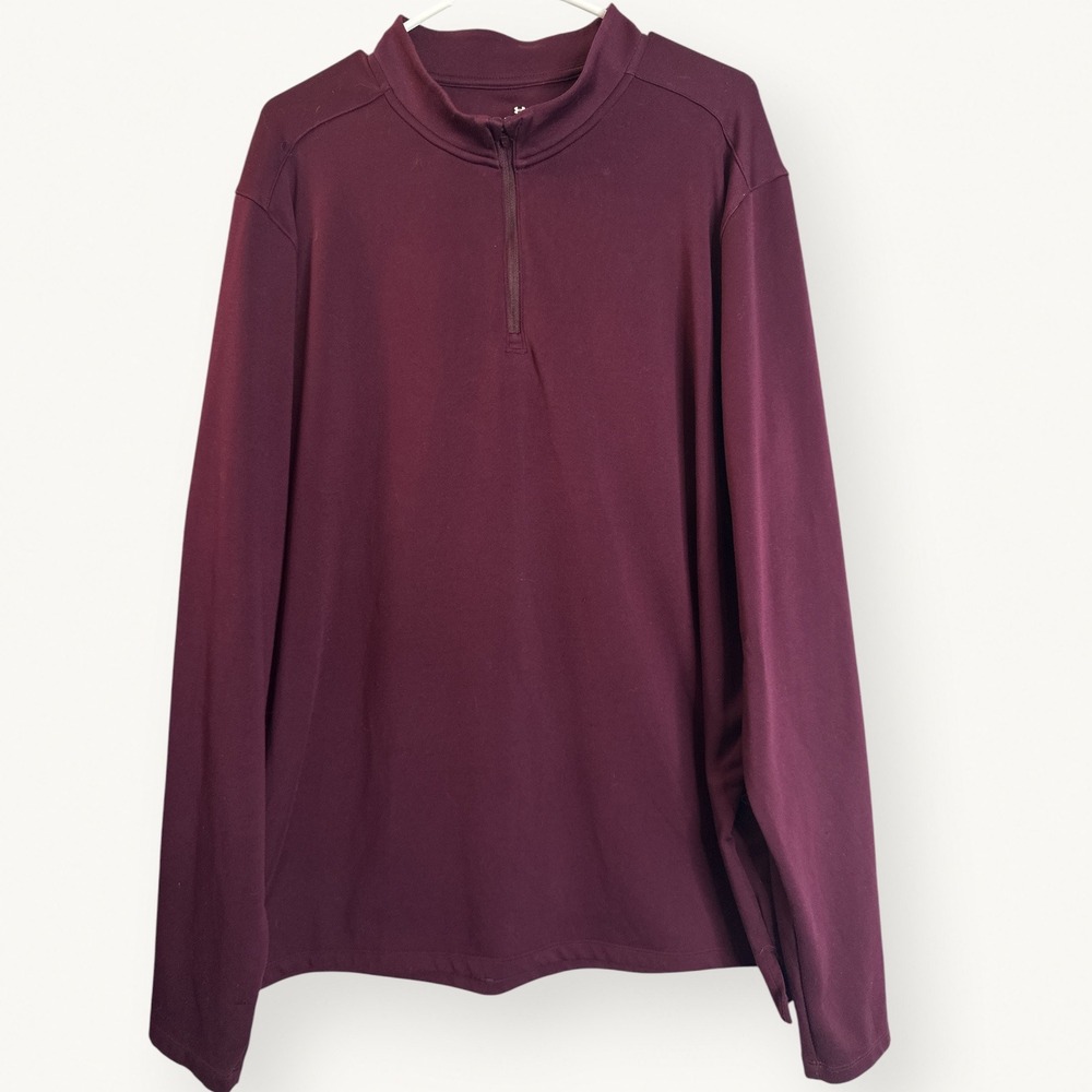 Under Armour Men's XL Burgundy Quarter Zip Loose Long Sleeve Pullover Athletic